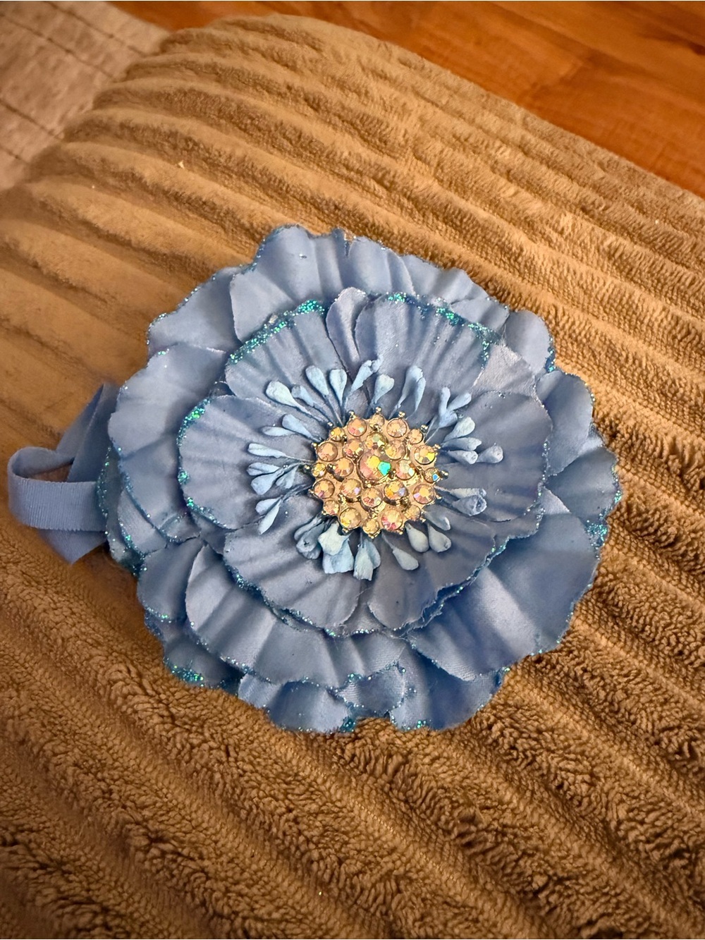 Tieks Blue Floral Rhinestone Collectible Box Decor